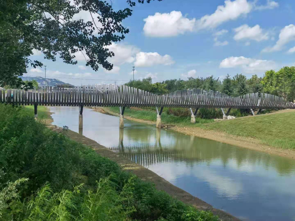 煙臺橋梁景觀工程八角河公園破繭橋施工中，敬請期待！—煙臺旭升鋼構(gòu)